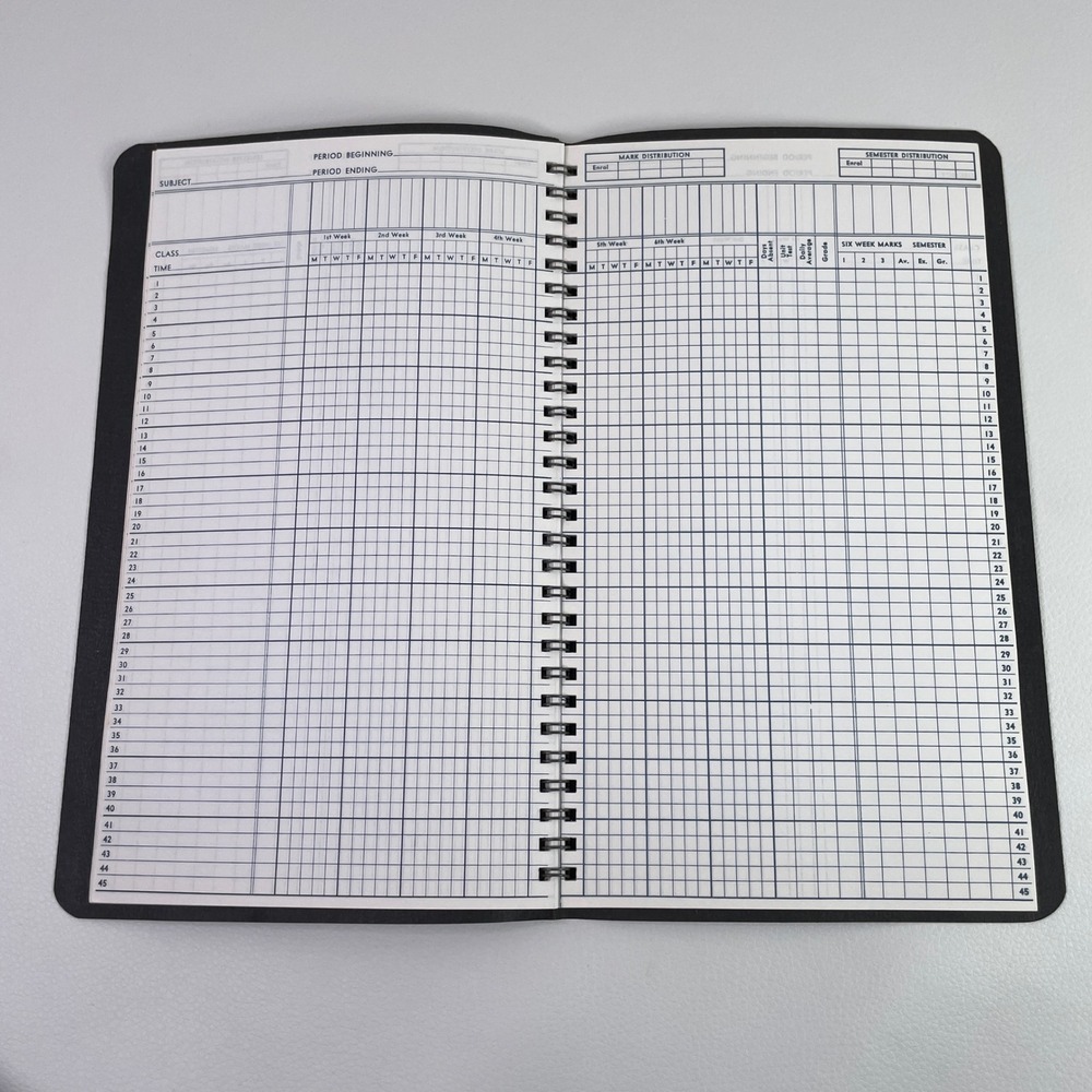 Squibb's Class Record Book Blue Spiral Teacher Grade Book Seating Chart 32 Pages